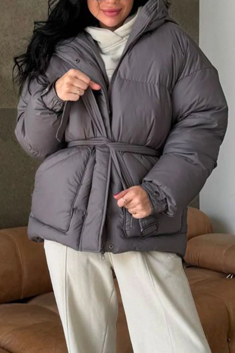 Women's Casual Hooded Zippered Thick Jacket