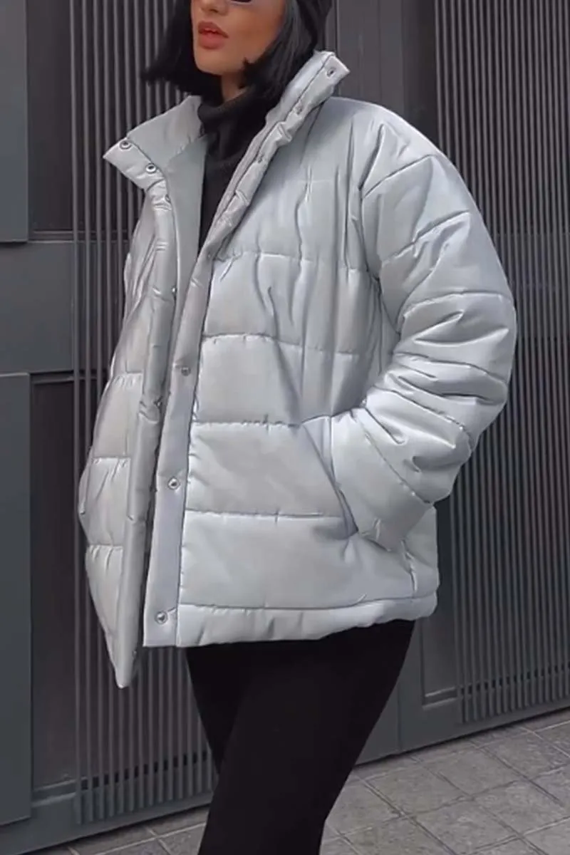 Women's round neck leopard print patchwork jacket